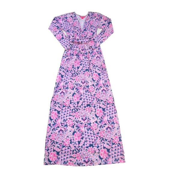 NWT Lilly Pulitzer Nichola Maxi in Indigo Love You Bunches Heart Dress XS